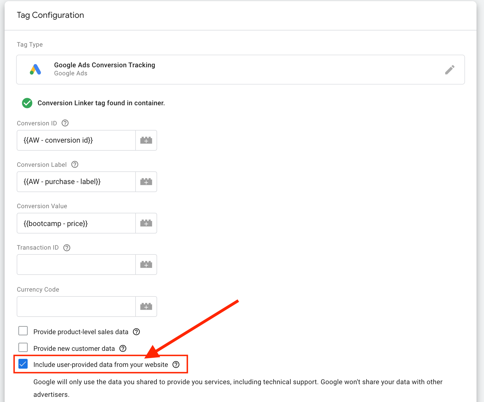 Sending first party data via the Google Ads API for conversions ...